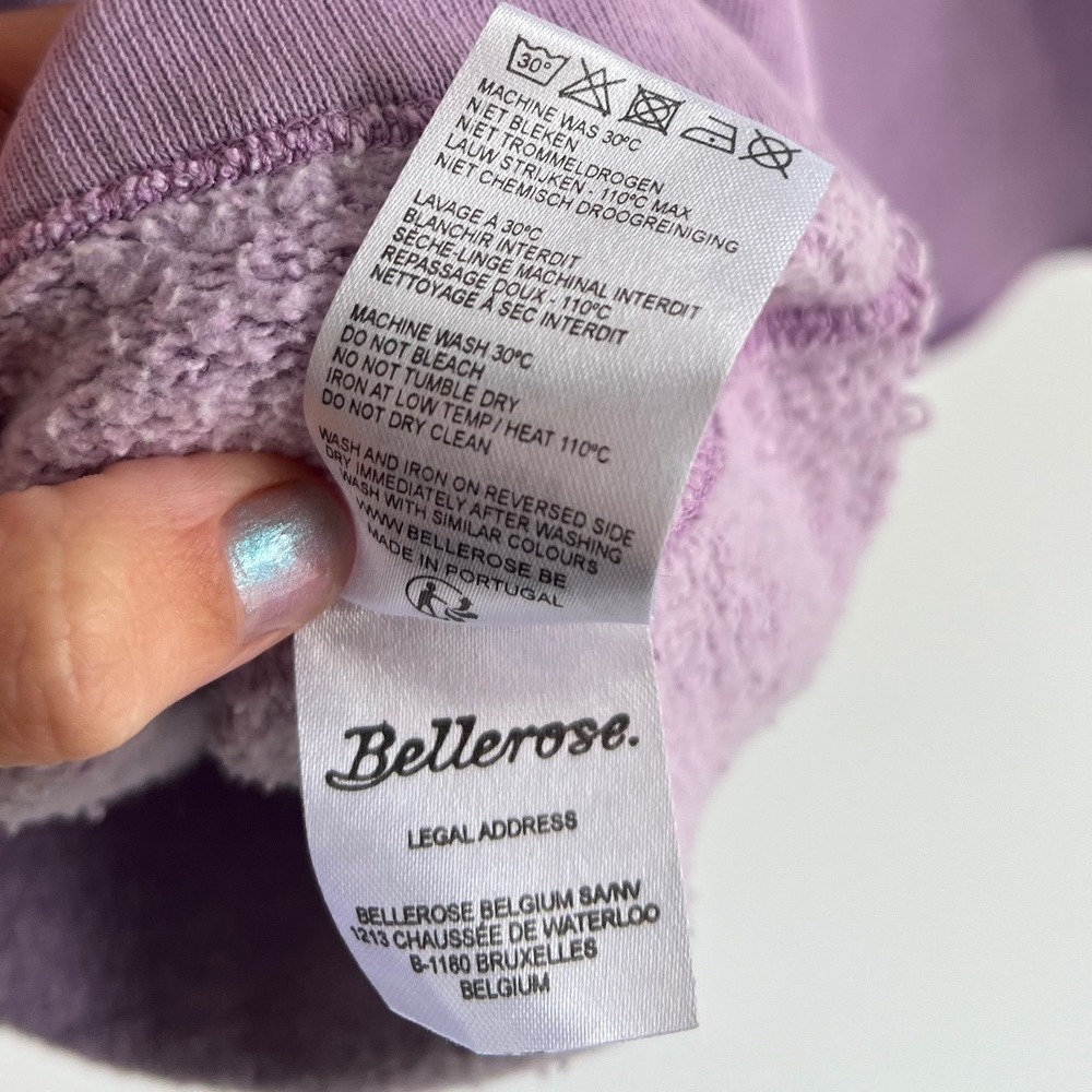 Bellerose Lavender Cotton Boxy Cropped Sweatshirt Wide Sleeve Size 1 Purple - Picture 7 of 10